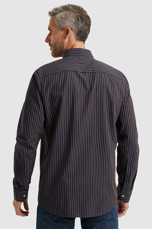 Vanguard Skjorte Stripet Navy Brun Model / Achterkant