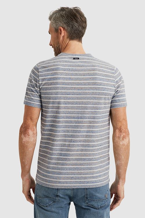 Vanguard T-Shirt Streifen Grau Blau Model / Achterkant