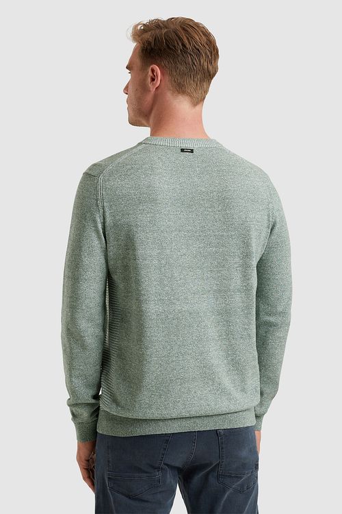 Vanguard Tröja i Linneblandning Melange Grön Model / Achterkant