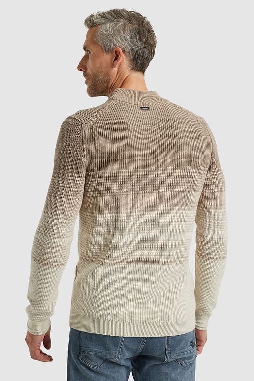 Vanguard Trui Knitted Streep Beige Model / Achterkant