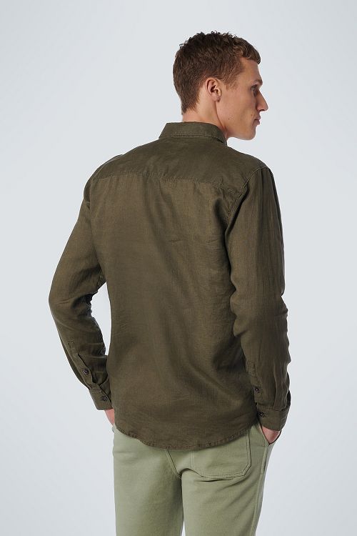 Camicia in lino No Excess verde army Model / Achterkant