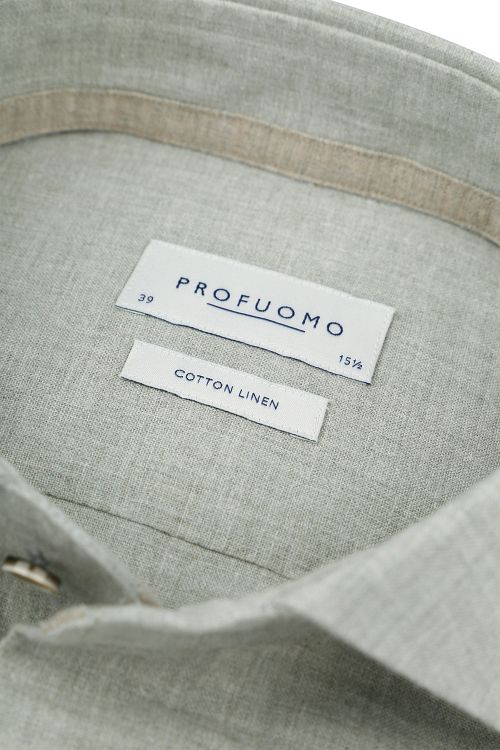 Camisa Profuomo de mezcla de lino en verde claro Product / Detail