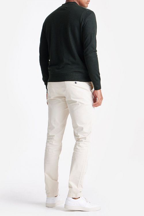 King Essentials The Robert Long Sleeve Polo Merino Vert Foncé Model / Achterkant