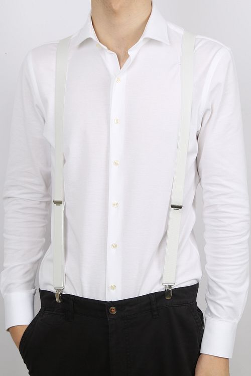 Profuomo Hosenträger Weiß Model / Voorkant