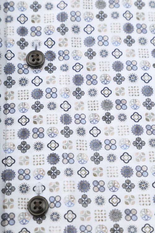 Olymp Luxor Overhemd Print Wit Beige Product / Detail