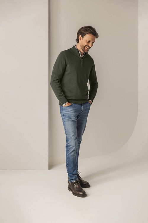 State Of Art sweter half zip Woods ciemnozielony Model / Voorkant