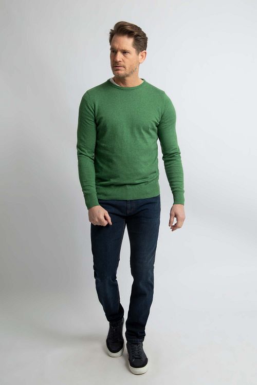 Steppin' Out sweter bawełna/kaszmir Mid zielony Model / Voorkant
