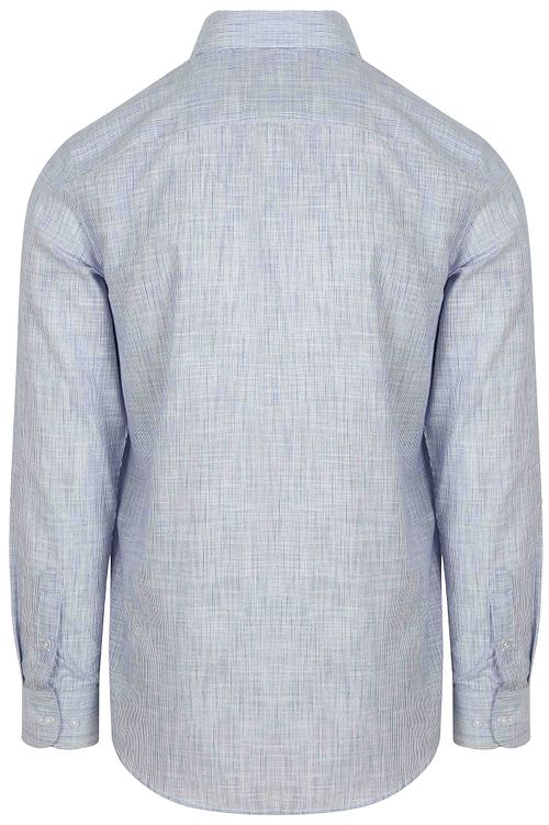 Camicia Suitable in cotone slub a righe blu Product / Achterkant