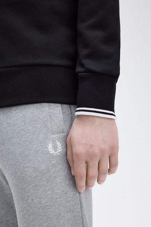 Fred Perry Halv Zip Tröja Svart Model / Detail