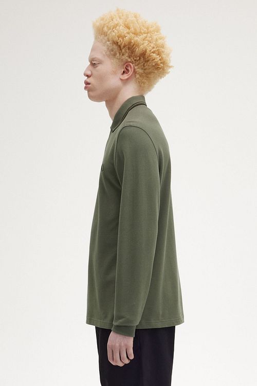 Fred Perry Langærmet Polo Grøn W49 Model / Zijkant
