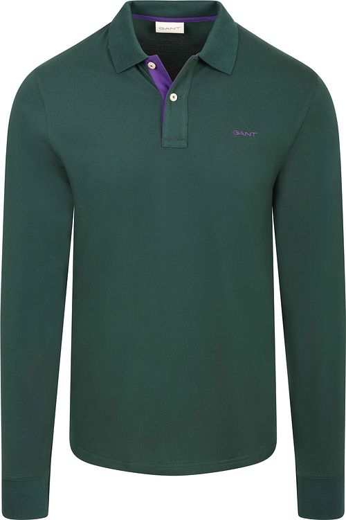 GANT Longsleeve Contrast Piqué Poloshirt Tartan Grün Product