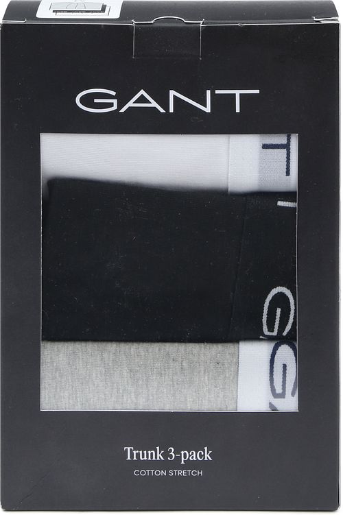 GANT Trunk Boxer Black Grey White 3-Pack Verpakking