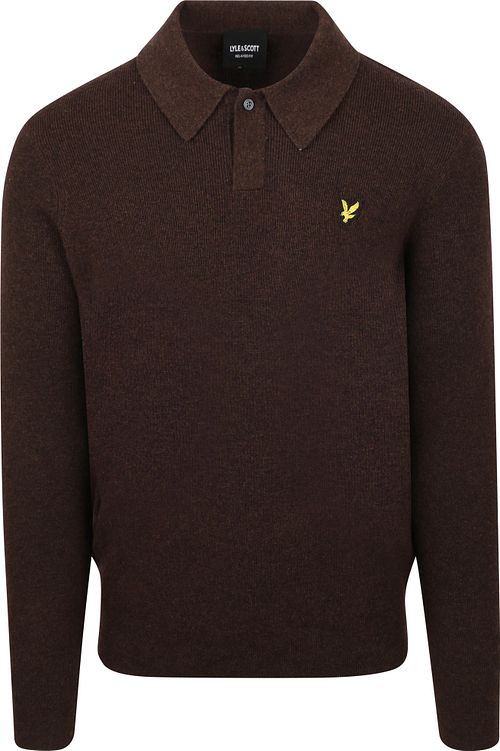 Lyle & Scott Longsleeve Poloshirt Lamswol Bruin