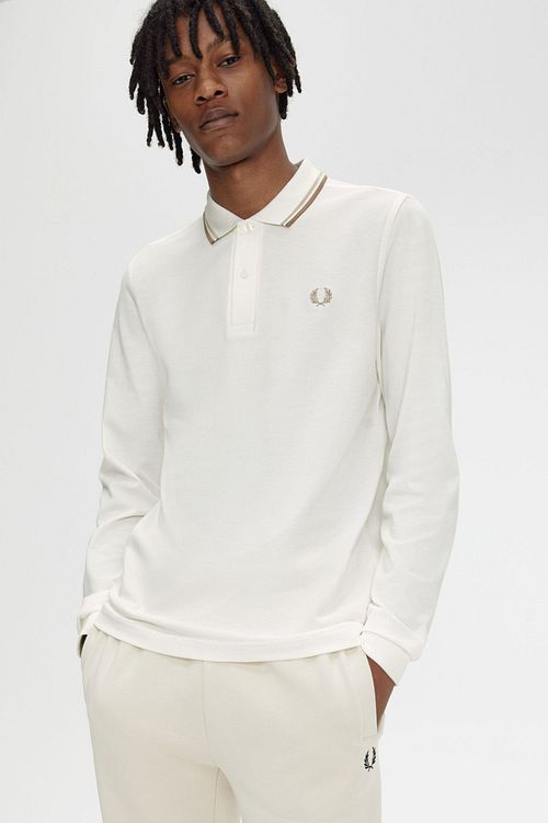 Fred Perry Langærmet Polo Off White U83 Model / Voorkant