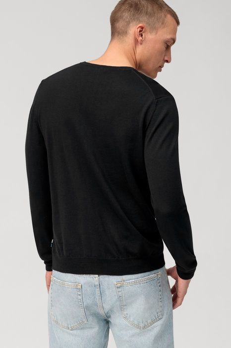 Olymp Tröja Rundhals Ull Svart Model / Achterkant