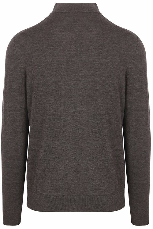 Profuomo Half Zip Pullover Merinowolle Dunkelbraun Product / Achterkant