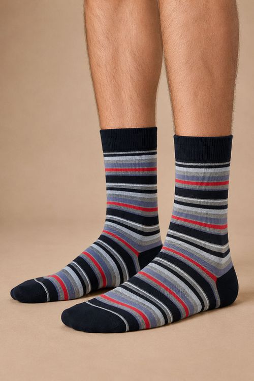 Suitable Socks 3-Pack Print Navy Multicolour Model / Voorkant