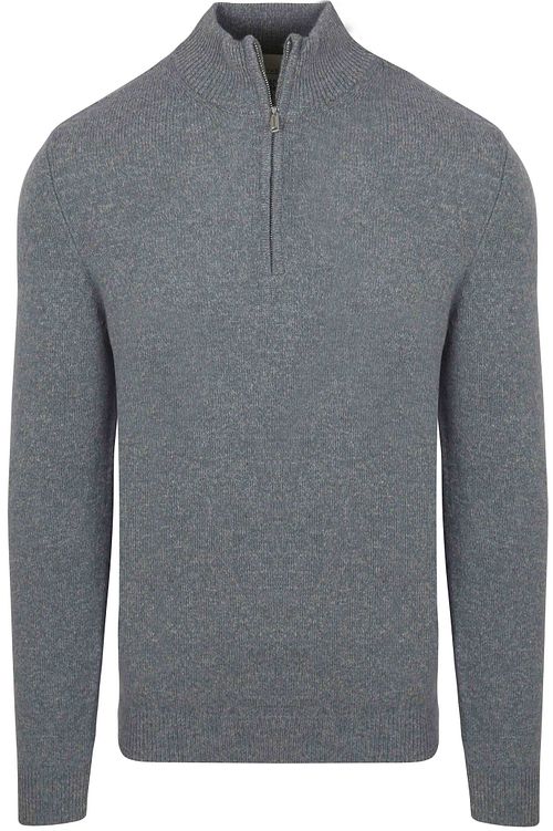 Sweter Profuomo z półzamkiem z domieszką wełny w kolorze niebieskim Product