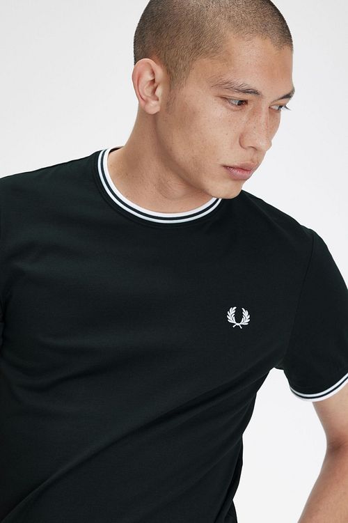 T-Shirt Fred Perry verde scuro T50 Model / Detail