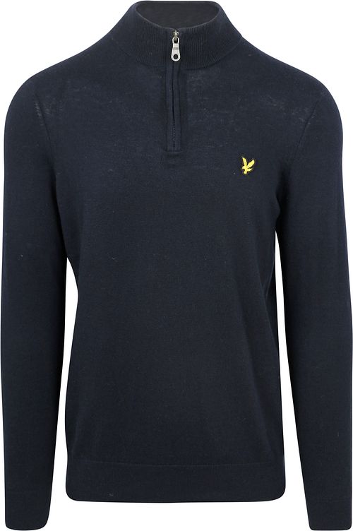 Lyle and Scott Halv Zip Genser Merinoull Marineblå Product