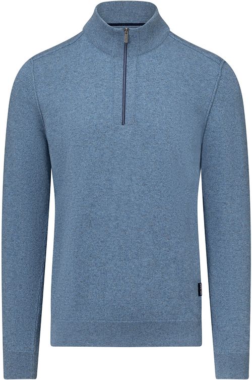State Of Art Half Zip Trui Wool Blend Melange Blauw Product