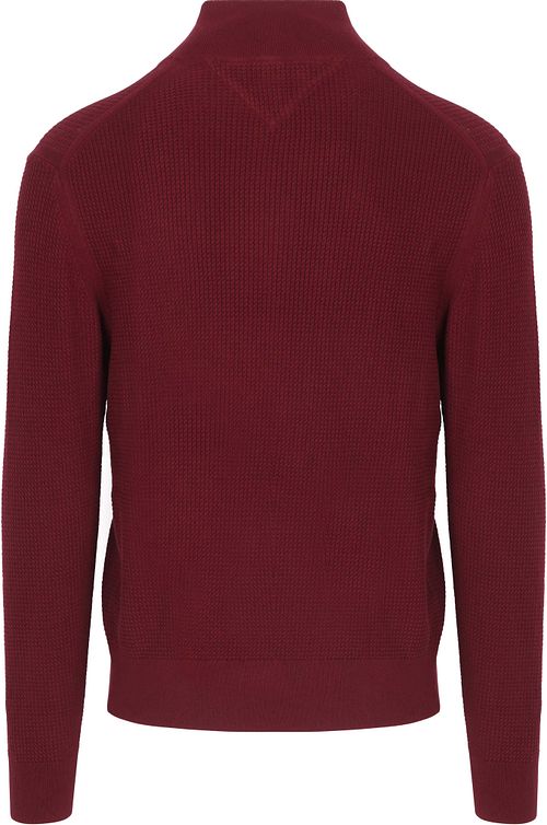 Tommy Hilfiger jersey de punto trenzado con media cremallera burdeos Product / Achterkant