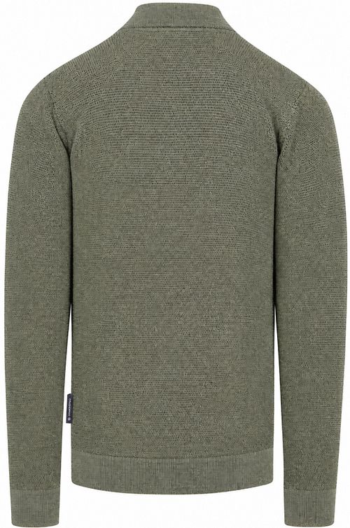 CASAMODA Halfzip Trui Structure Melange Groen