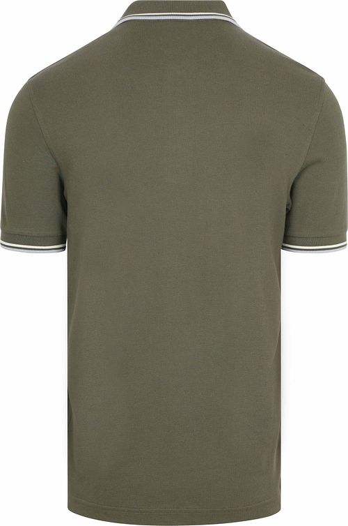 Polo Fred Perry Twin Tipped M3600 in piqué di cotone verde 87B Product / Achterkant