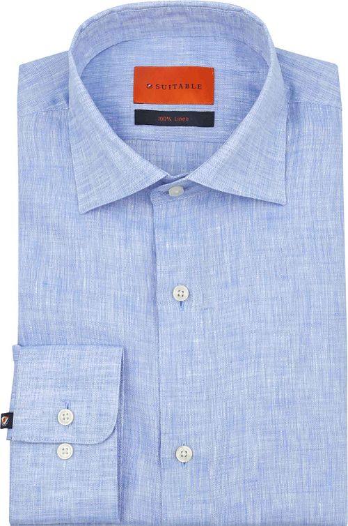 Suitable Shirt Linen Light Blue Model / Voorkant