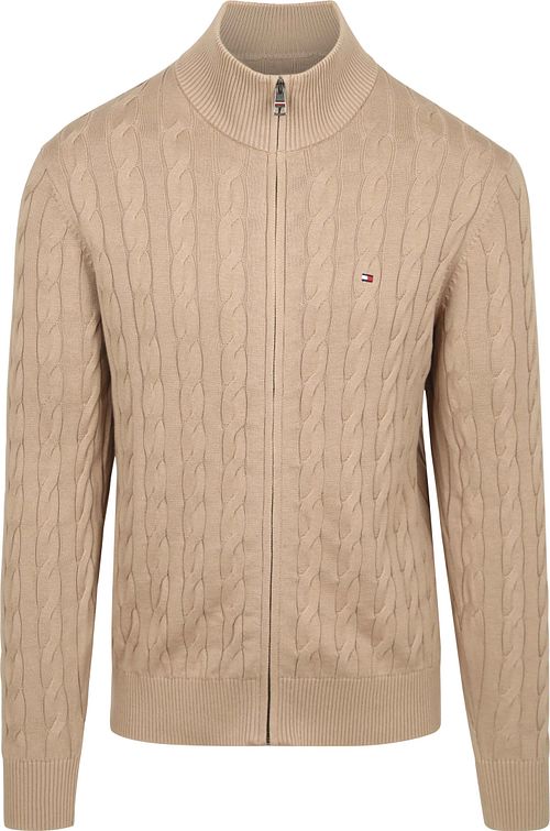 Gilet Tommy Hilfiger con zip e motivo a trecce beige Product