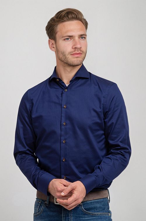 Suitable Skjorte Navy Blå Twill DR-05 Model / Voorkant
