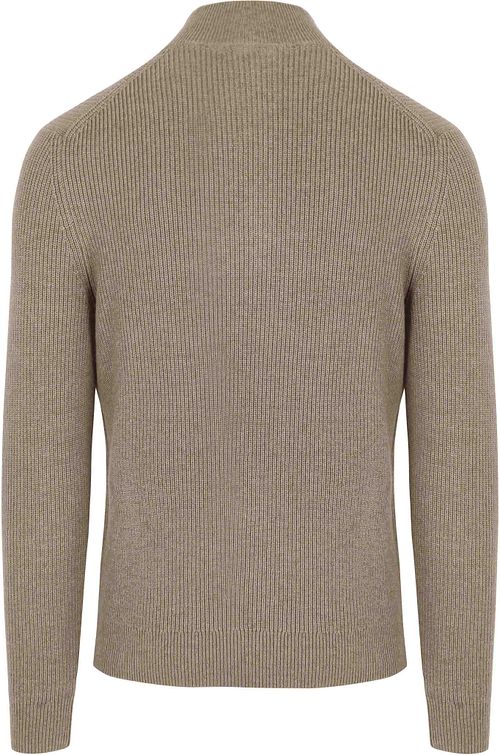 Suitable sweter Half Zip z mieszanki wełny w kolorze taupe Product / Achterkant