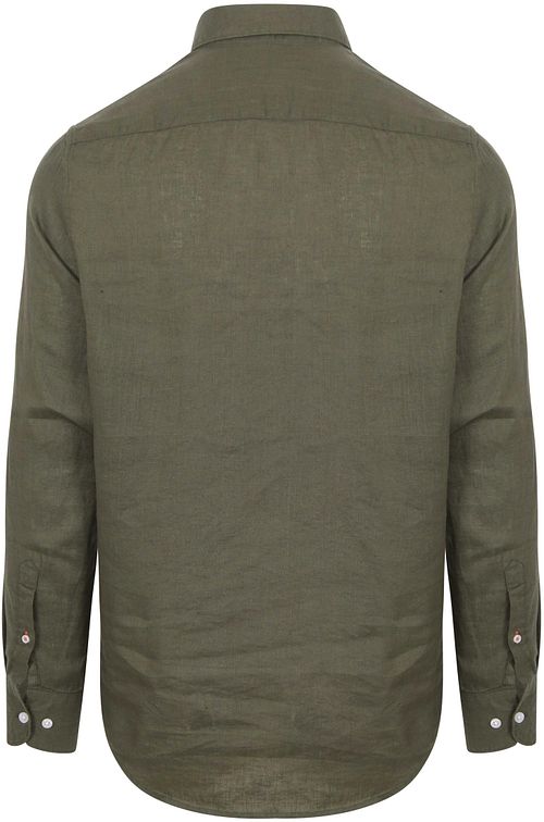 Suitable Chemise en lin vert olive Product / Achterkant