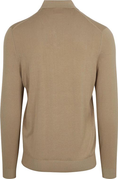 Suitable Compact Cotton Polo Manga Larga Taupe Product / Achterkant