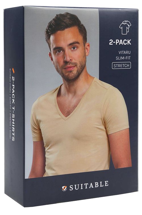 Suitable Vitaru Usynlig Undershirt Dypt V-hals 2-pakning Verpakking