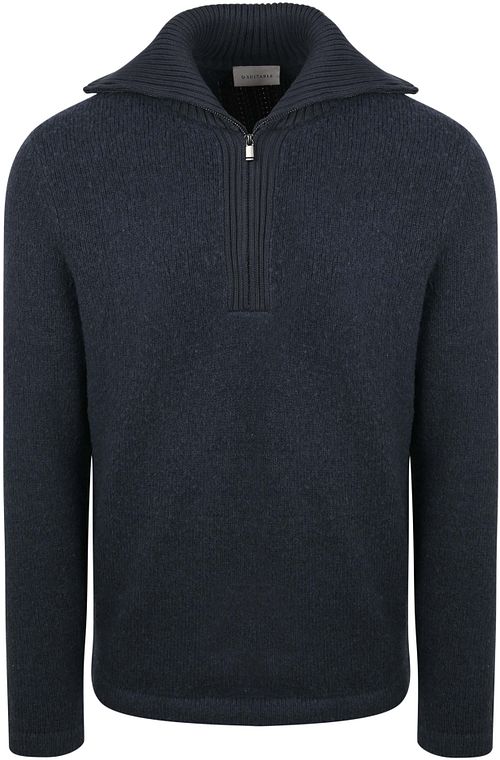 Suitable Deep Zip Pullover Boiled Wool Navy