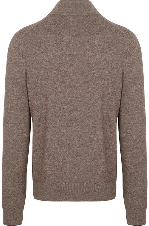 Sweter R2 Amsterdam z krótkim zamkiem, tkany, taupe Product / Achterkant