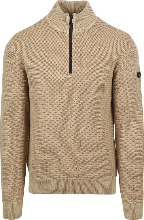No Excess sweter z półgolfem (Half Zip) o strukturalnym splocie, melanżowy beż Product