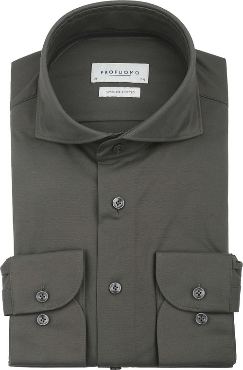 Profuomo Japanese Knitted Overhemd Donkergroen Product
