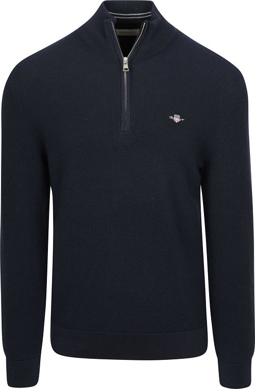 Gant Half Zip Trui Micro Textured Navy Product