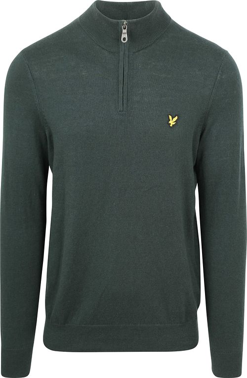 Lyle & Scott Half Zip Pullover Merinowol Donkergroen Product