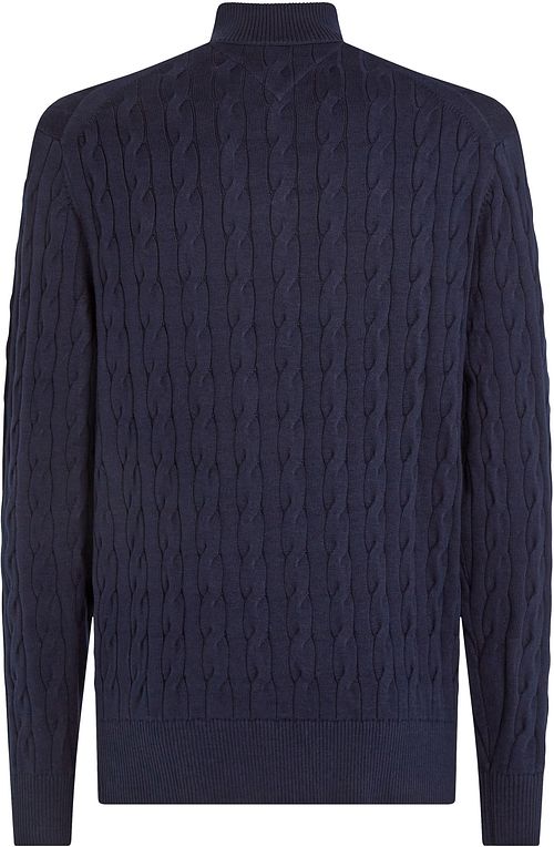 Tommy Hilfiger sweter z zamkiem 1/2 i splotem warkoczowym w kolorze granatowym Product / Achterkant
