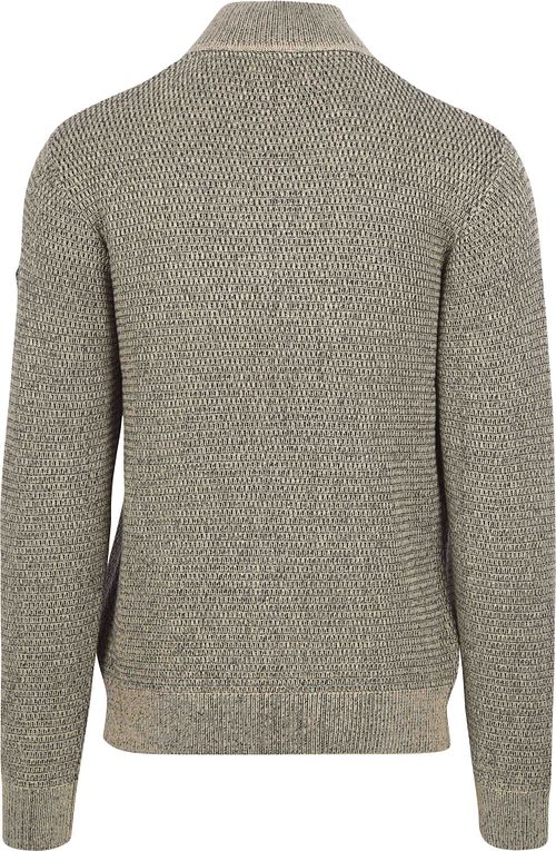 No Excess Pull Demi-Zip Mélange Structure Stone Product / Achterkant