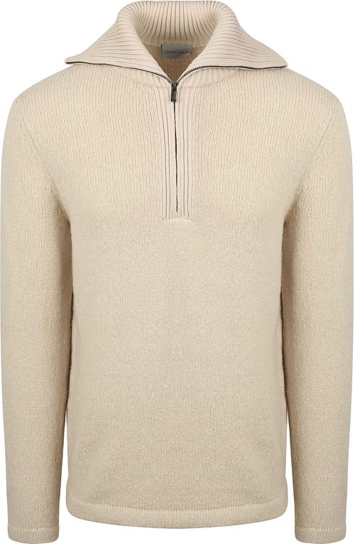 Suitable Deep Zip Pullover z gotowanej wełny, ecru Product