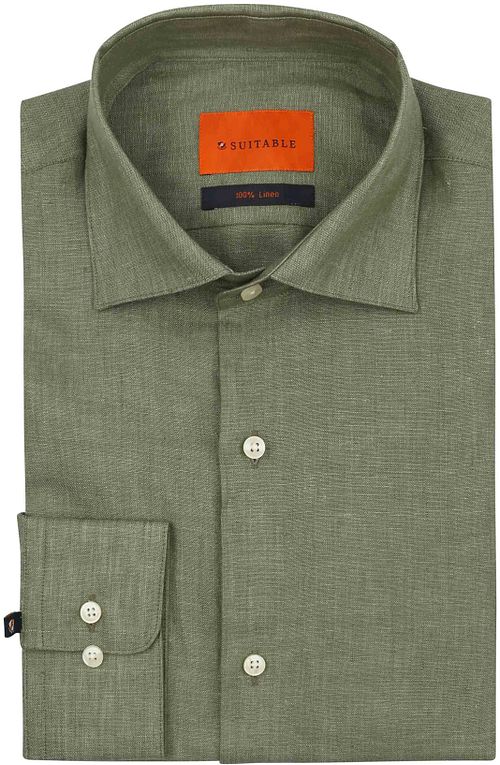 Suitable Overhemd Linnen Groen Product