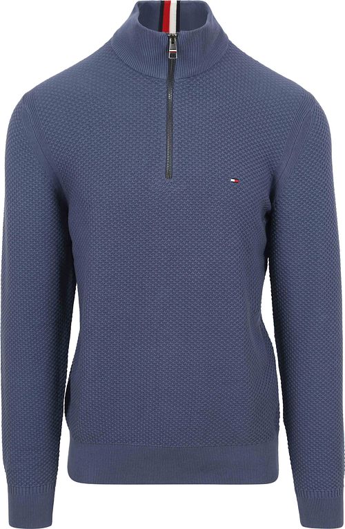 Tommy Hilfiger sweter z półzamkiem, strukturalny, niebieski Product
