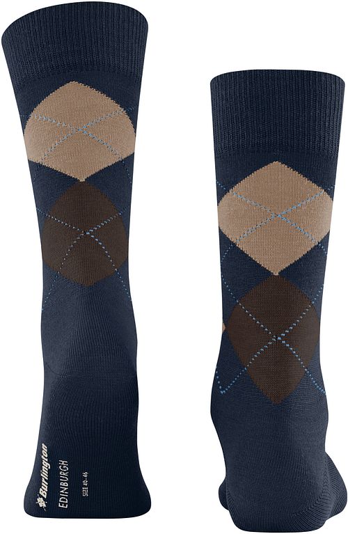Burlington wełniane skarpety Edinburgh niebieskie 6121 Product / Achterkant