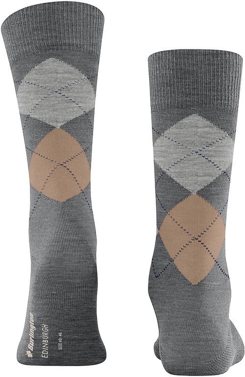 Burlington wełniane skarpety Edinburgh szare 3070 Product / Achterkant