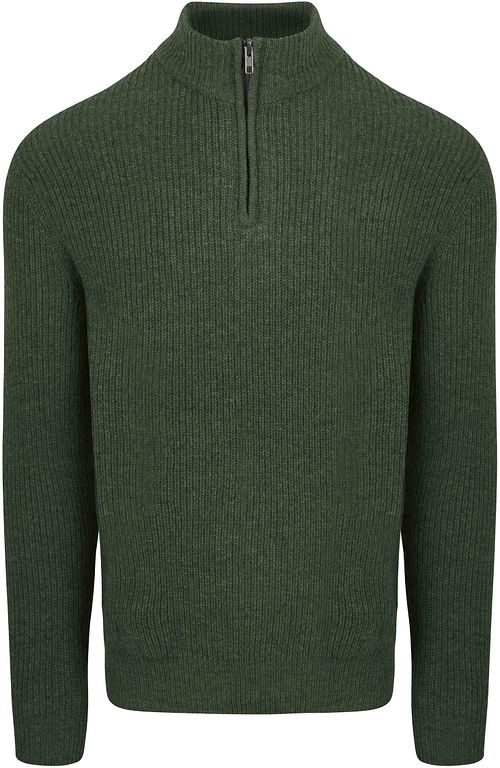 Steppin' Out sweter half zip z jagnięcej wełny w kolorze oliwkowym Product
