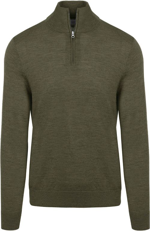 King Essentials The Michael Half Zip Pull Army Merino Zielony Product